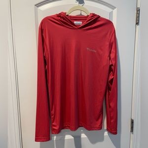 Columbia Bright Salmon Orange Long-sleeve Size Small Running Shirt With Hood